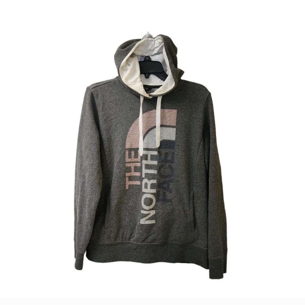 The North Face Grey Pink Pullover Hoodie Sweater Medium